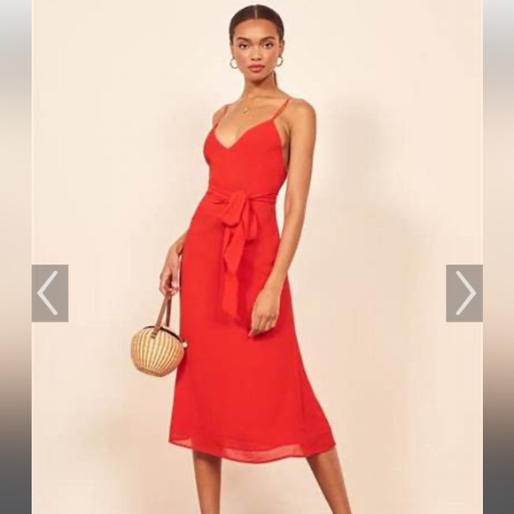 2019 Reformation Dietrich red summer dress - Picture 1 of 6
